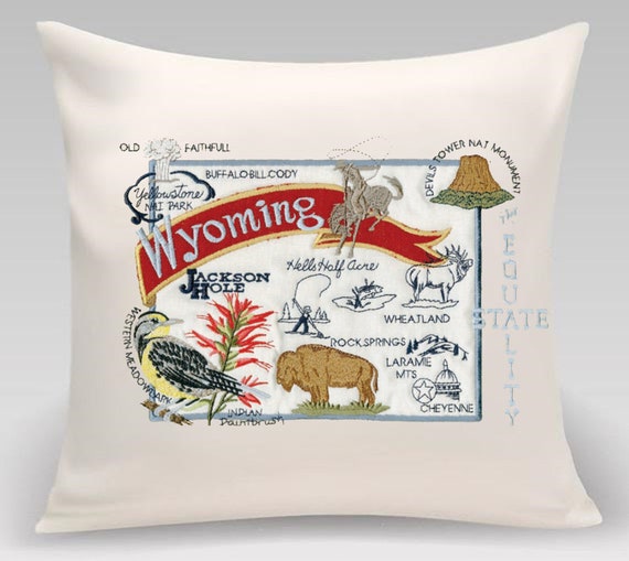 Wyoming State pillow with feather insert