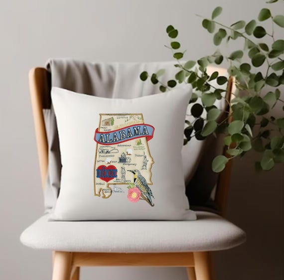 Alabama State pillow with feather insert