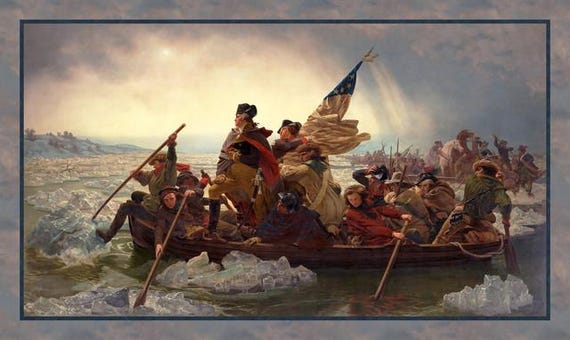America 250 Anniversary - Limited Edition -Washington Crossing panel– Patriotic American History Wall Hanging Fabric in cotton and Minky