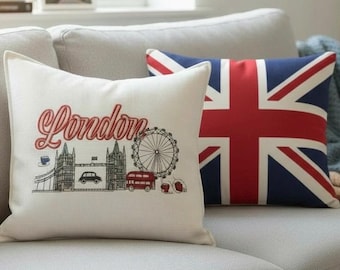 London embroidered pillow | Decorative throw pillow