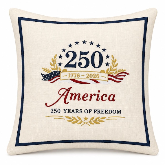 America 250 pillow - Embroidered heirloom keepsake - Patriotic Home decor