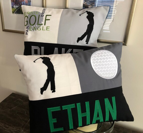 Golf pillow - Embroidered  and appliqued personalized pillow-Handmade pillow-Sports Gift - Gift for Dad -Home decor