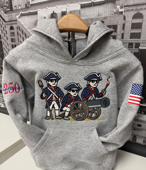 Embroidered patriotic 250 years hooded sweatshirt