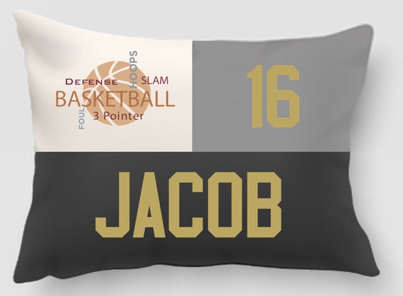 Embroidered and Applique twill personalized sports pillow -Throw pillow cover-Basketball-Sports gift-Handmade pillow-Home decor-Dorm Decor