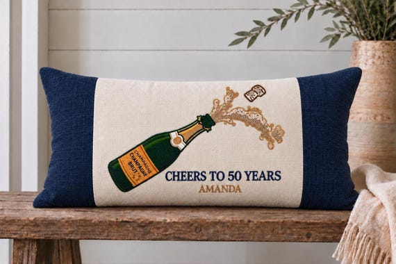 Birthday Name Pillow, 24x16 Personalized Lumbar with Custom Embroidery