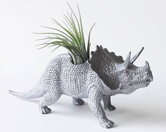 Unique Holiday Gifts // Silver Dino Planter