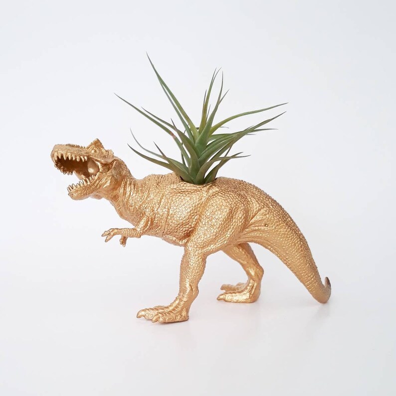 Gold Dino Planter // Indoor Planter // Air Plants image 1