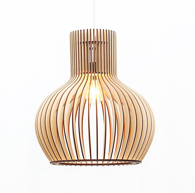 Wooden Hanging Lamp Wood Pendant Light Image 0