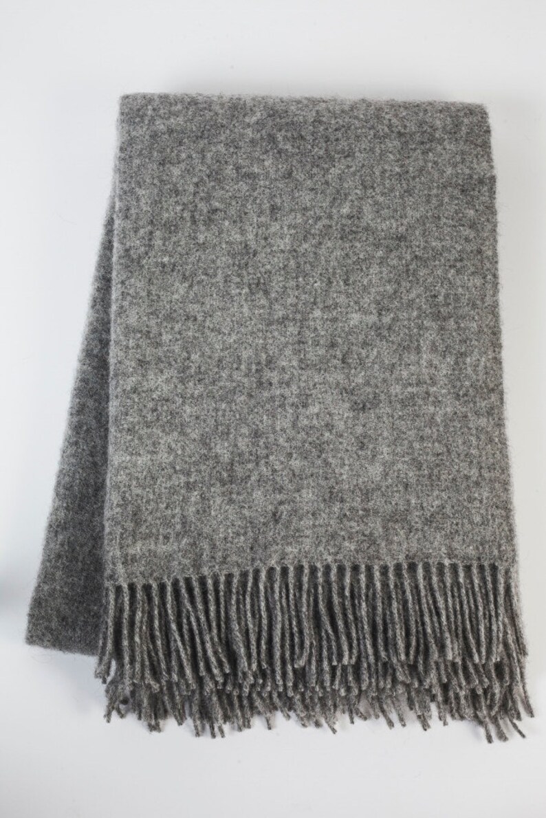 Natural not coloured grey wool throw blanket grey sheep wool Etsy