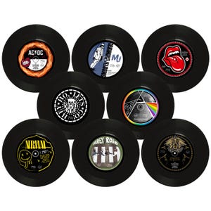 Vinyl Records for Wall Decor, 8 Pieces 7 Inch Size, for Decorating Music Themed Rock Parties, Birthdays, Bars, Pubs