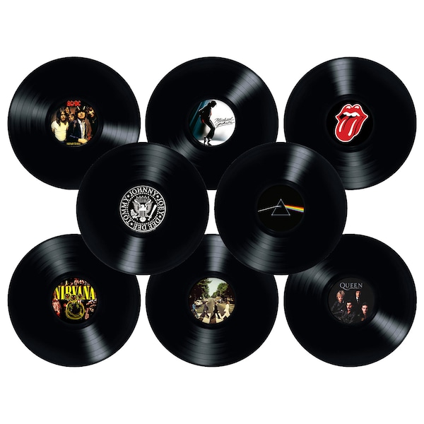 Vinyl Records for Wall Decoration, 8 Pieces Size 12 Inches, to Decorate Music Themed Rock Parties, Birthdays Bars Pubs