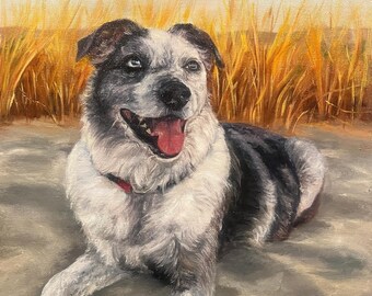 Custom Artwork from photo / Oil Painting of DOG- Border Terrier- Labrador