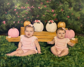 FAMILY PORTRAIT from photo, Engagement Portrait ,Christmas gift , oil painting, Personalized gift