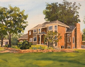 Custom Home Portrait: Acrylic Painting from Photo, Wall Decor