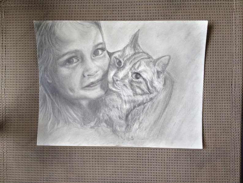 Pet portrait from photo pencil or paint of pets or people