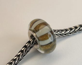 Handmade silver cored, big hole lamp work glass beads (Pandora/Troll bead style)