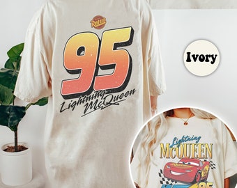 Two-sided Vintage Lightning Mcqueen Shirt, Radiator Springs Tee, Rusteze cars Shirt, Cars Characters Tee, WDW Family Vacation Shirts