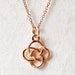 Rose gold necklace, Celtic love knot necklace, vermeil Irish Jewelry, Dainty pink gold charm pendant, rose gold jewelry, Welsh gift for her