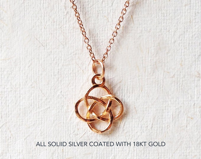 14k Rose Gold Celtic Knot Heart Infinity Charm Pendant - Handmade Love Knot Jewelry