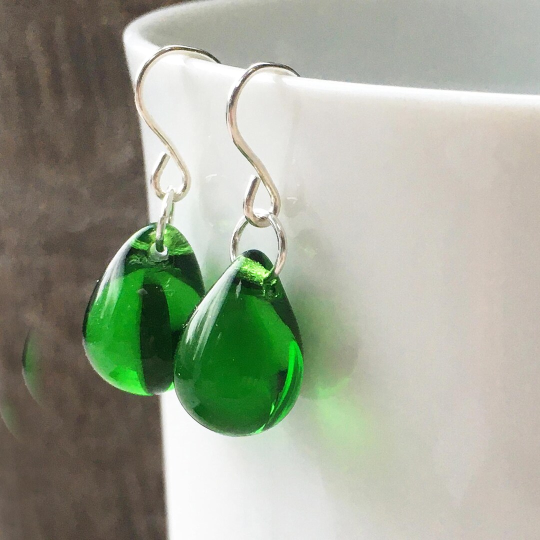 Teardrop Earrings in Green