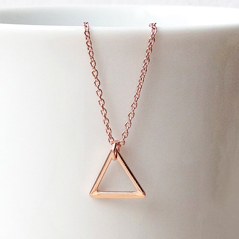 Rose gold triangle necklace deals