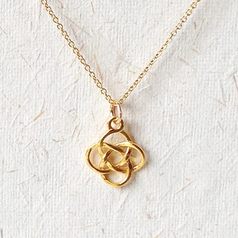 Gold Celtic Necklace Love Knot Necklace Welsh Charm Jewelry Etsy UK