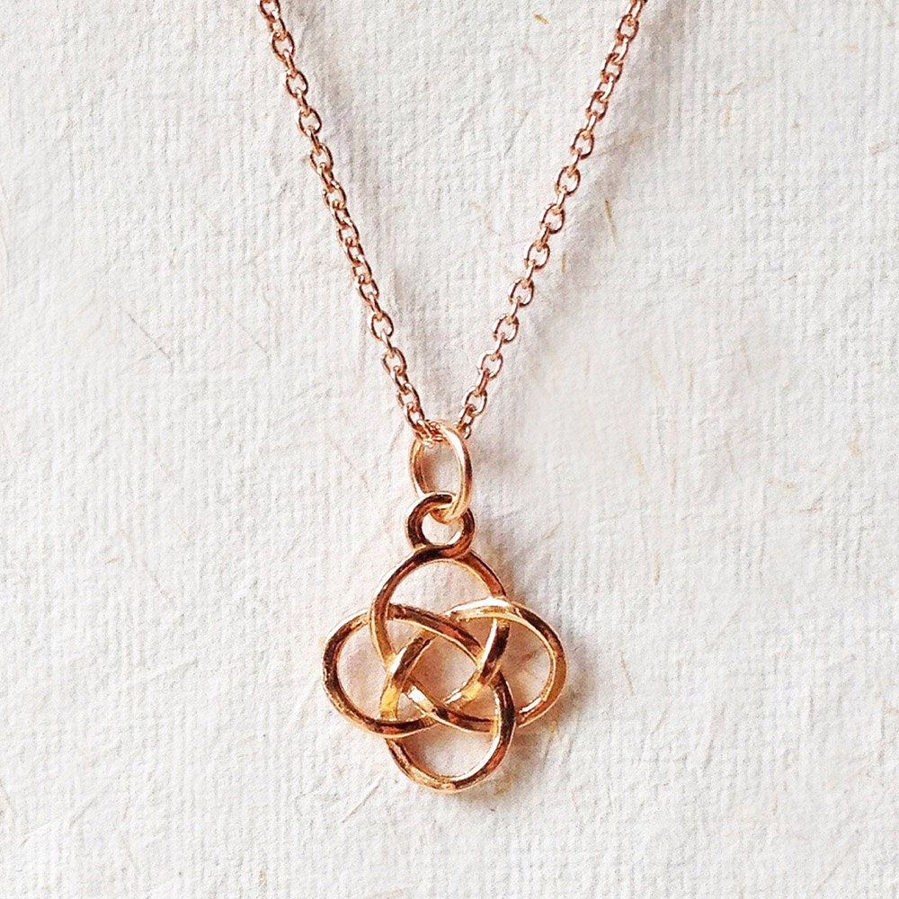 Rose Gold Necklace Celtic Love Knot Necklace Vermeil Irish Etsy