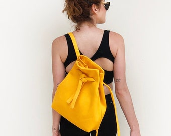 Yellow backpack purse for women