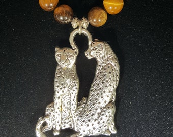 Tiger Eye and Cheetah Necklace - #Tigereyenecklace, #CheetahNecklace, #AfrocentricNecklace, #JewelsByElan
