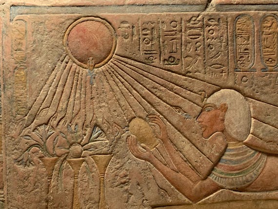 Akhenaten - Egyptian art replica - Amarna Sun Pharaoh / King form of a Sphinx