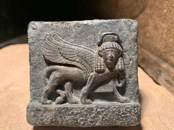 Mesopotamian-Assyrian - art - Striding sphinx of Nimrud - Egyptian influence