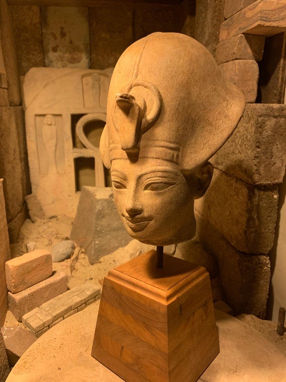 Egyptian statue / Sculpture - Museum replica Bust of Amenhotep III -18th dynasty