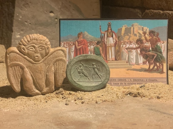 Harpy - Angel / Goddess of death amulet ( Crete / Knossos ) + Artemis & Harpy