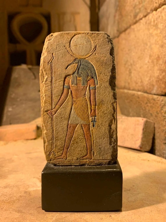 Egyptian art Thoth / Djehuty - sacred Ibis form. God of wisdom, writing& the moon.