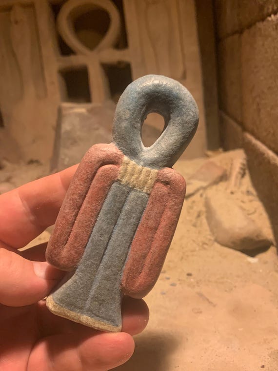 Egyptian art/ mythology Isis knot - Tyet amulet of Painted 18th dynasty style