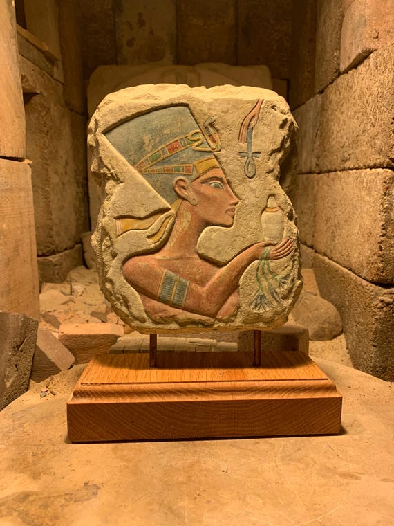 Egyptian art - Nefertiti Amarna period relief sculpture replica. 18th dynasty