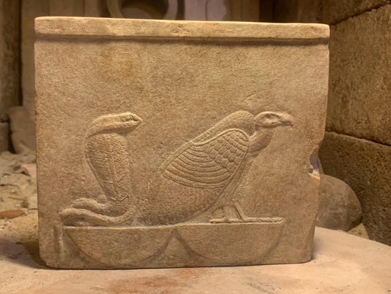 Egyptian art / mythology - relief sculpture of Nekhbet and Wadjet / Vulture and Cobra