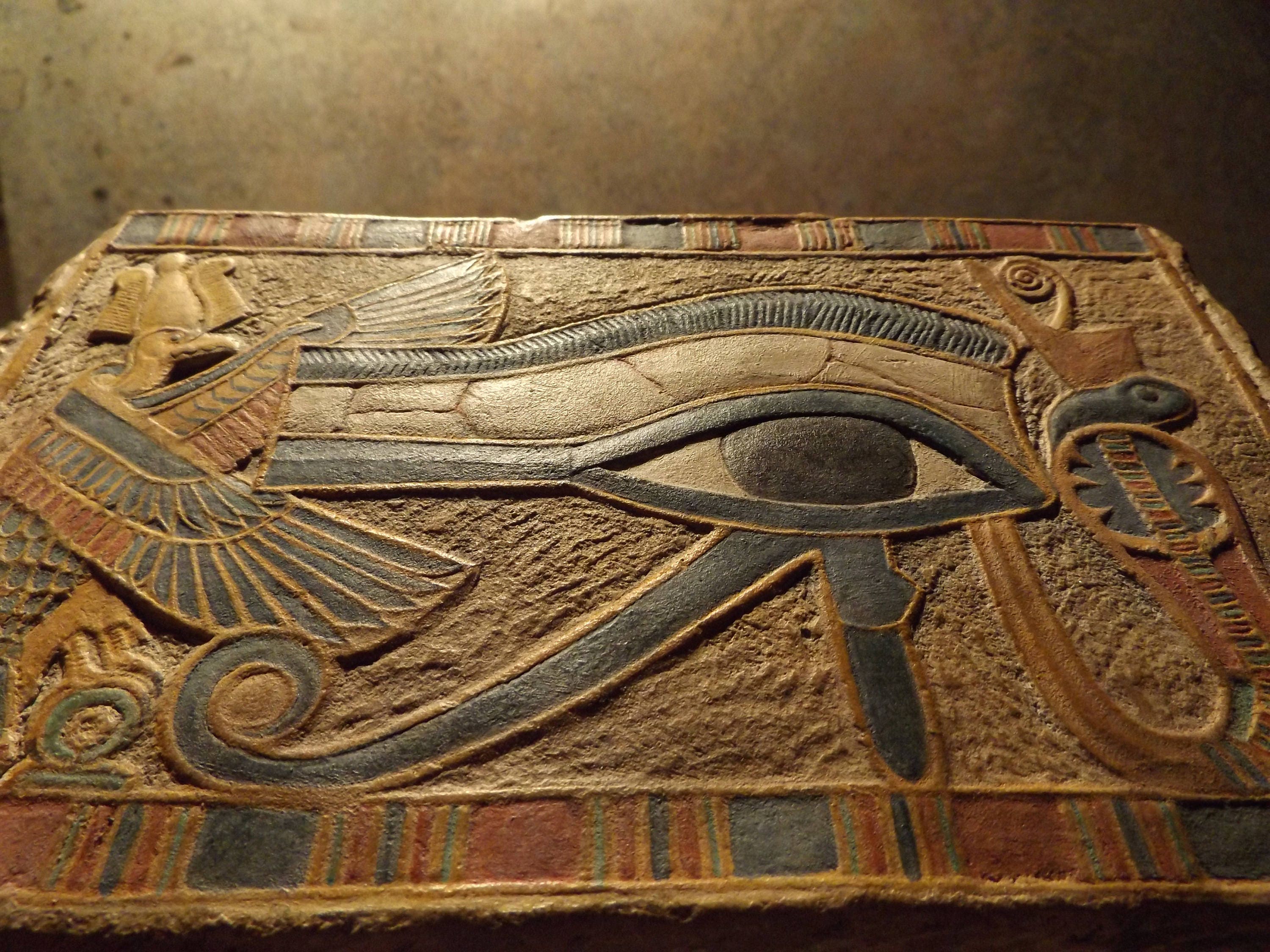 L'oeil D'horus Magie Egyptian eye of Horus - Egyptian painting - wall relief sculpture / art