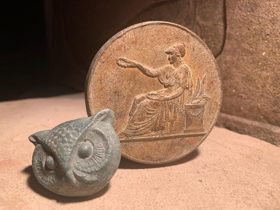 Athena / Athene Greek goddess & mascot owl replica amulet from the mythology of ancient Greece