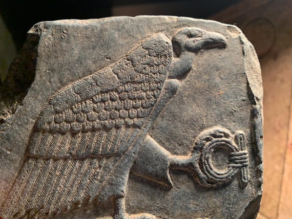 Egyptian art / sculpture relief of Nekhbet - Vulture goddess - Hierolglyph