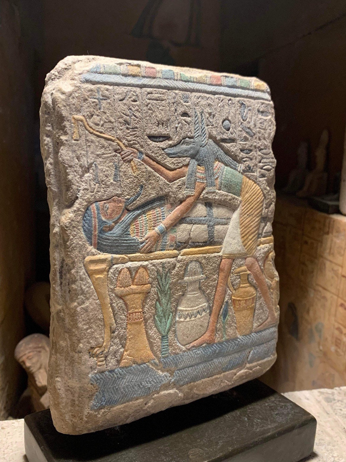 Egyptian art / sculpture - Anubis tending a mummy - opening of the ...