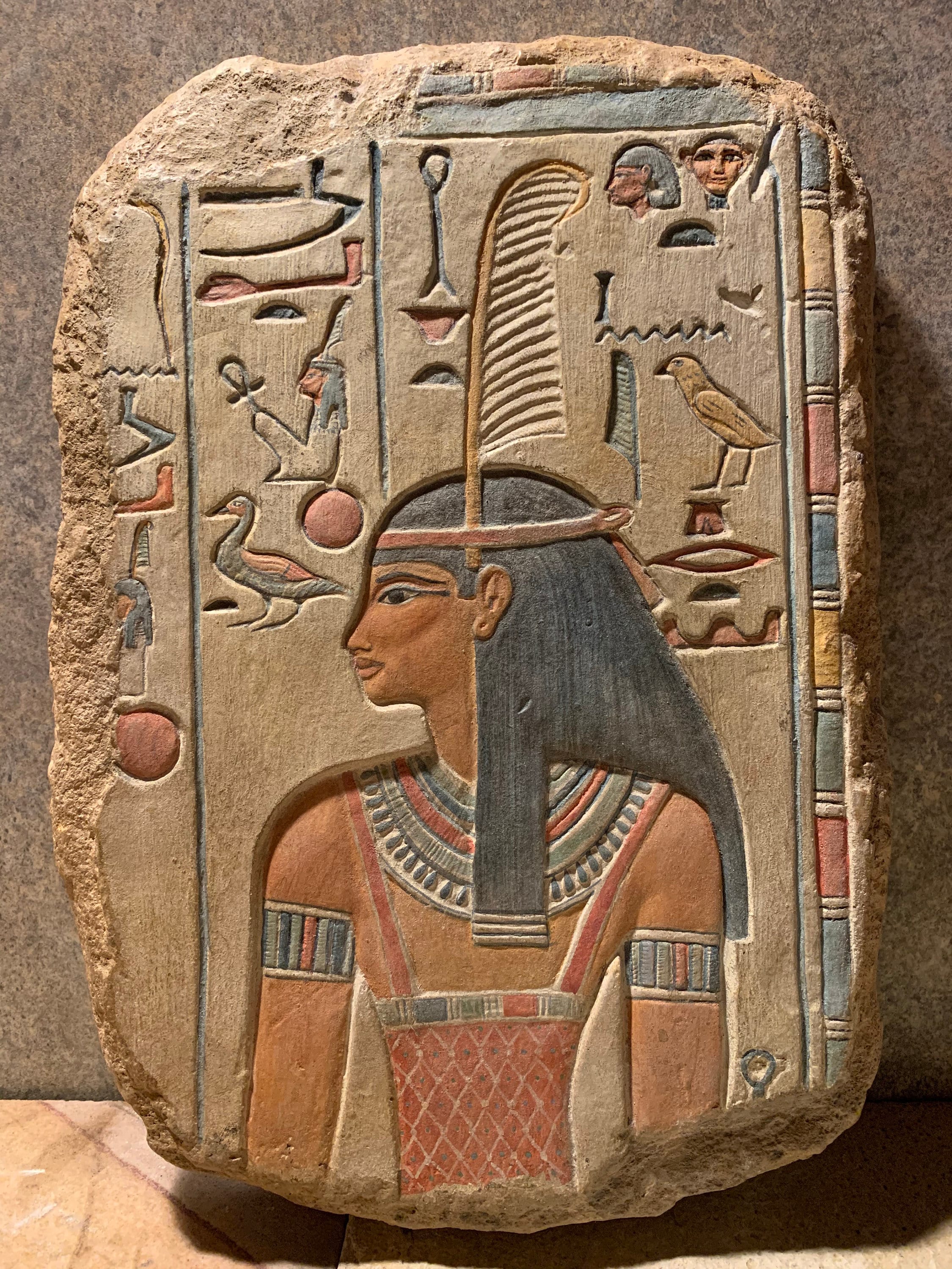 Egyptian art relief sculpture replica of the Goddess Maat Harmony