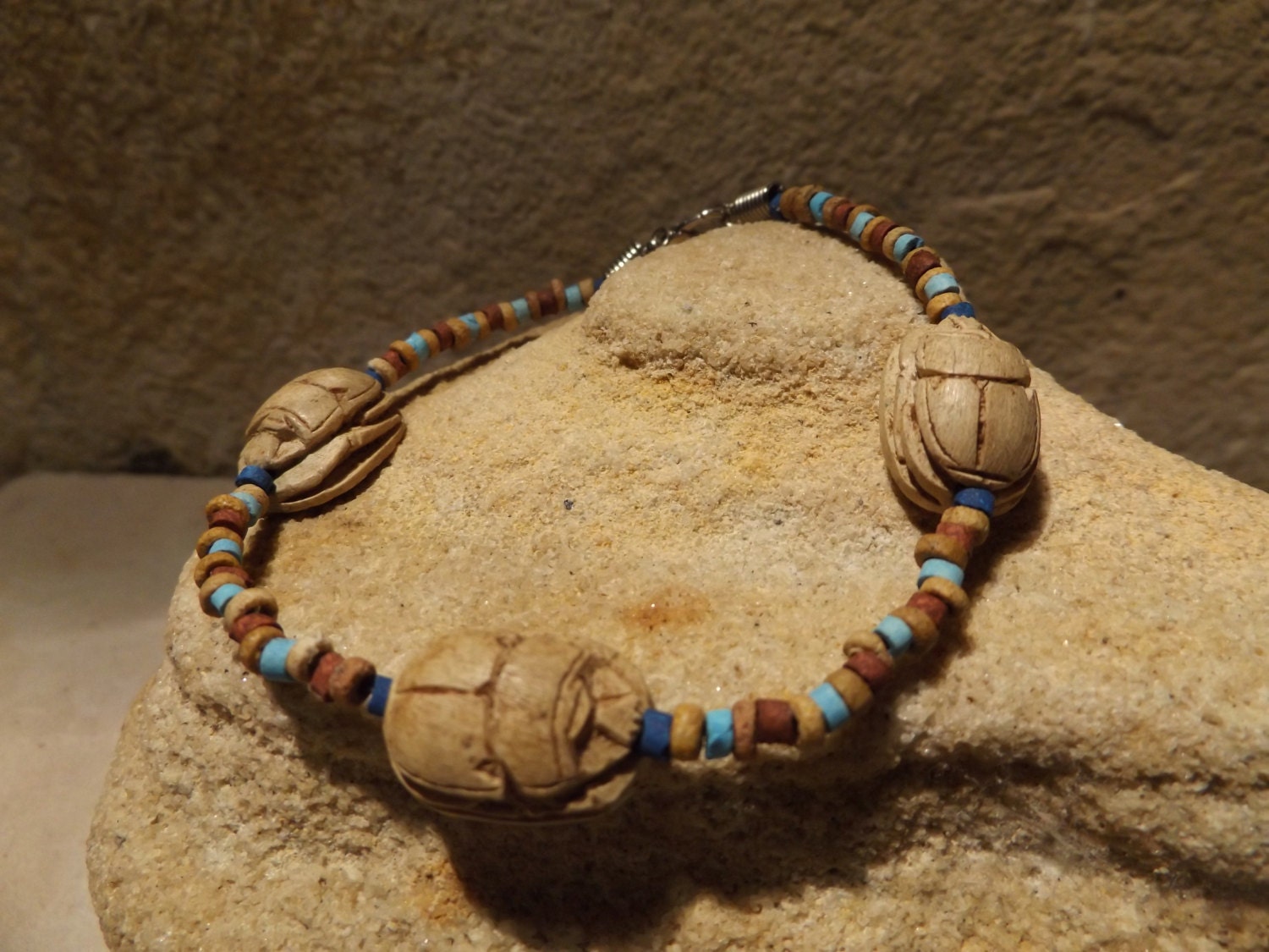 Egyptian Scarab bracelet /anklet. Symbol of renewal, regeneration, rebirth.