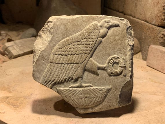 Egyptian art / sculpture relief of Nekhbet - Vulture goddess - Hierolglyph