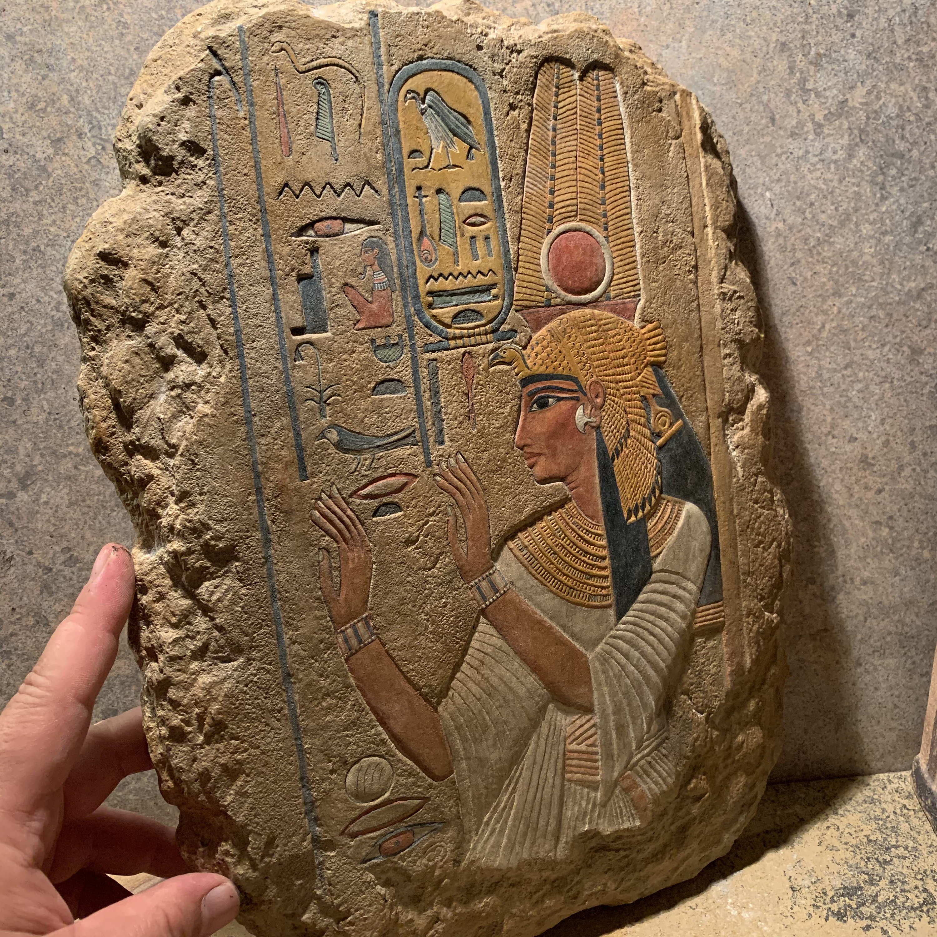 Egyptian art / sculpture painted relief carving of Queen Nefertari