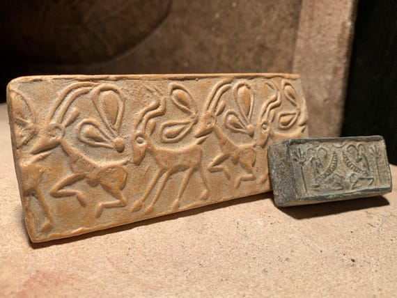 Mesopotamian cylinder seal impression replicas - Assyrian and Proto-Elamite epoch