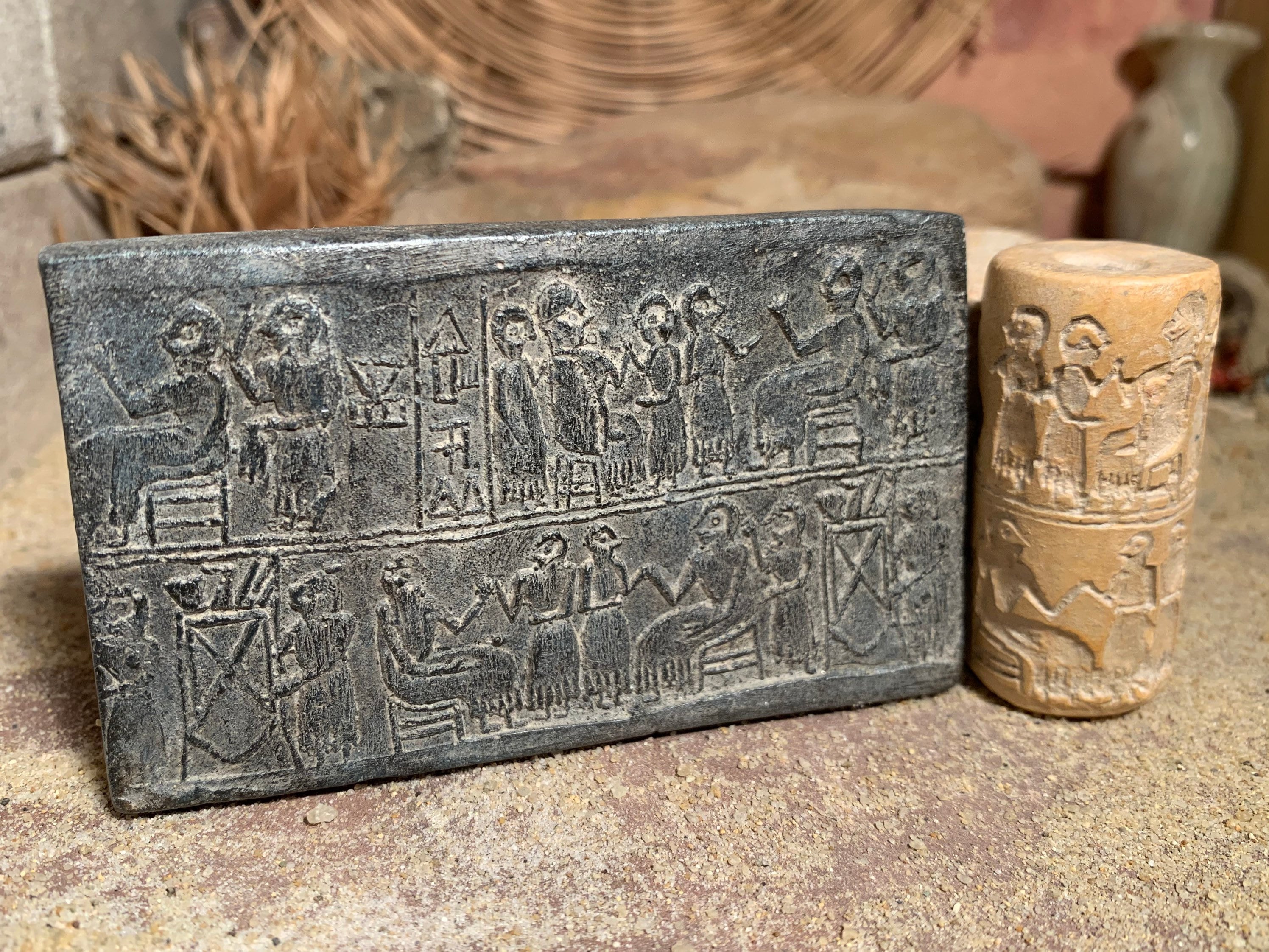 Sumerian cylinder seal replica of Queen Puabi Mesopotamian art