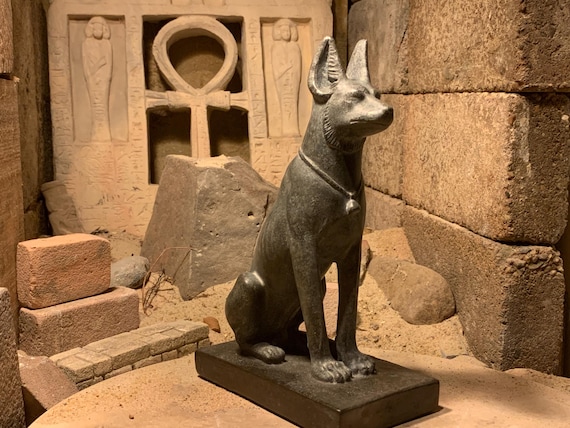 Egyptian statue/ Sculpture /  art - Anubis Pharaoh hound / Basenji god of mummification