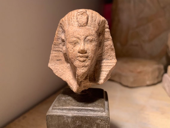 Egyptian statue bust replica fragment of King Tutankhamun 18th dynasty. Post Amarna period art