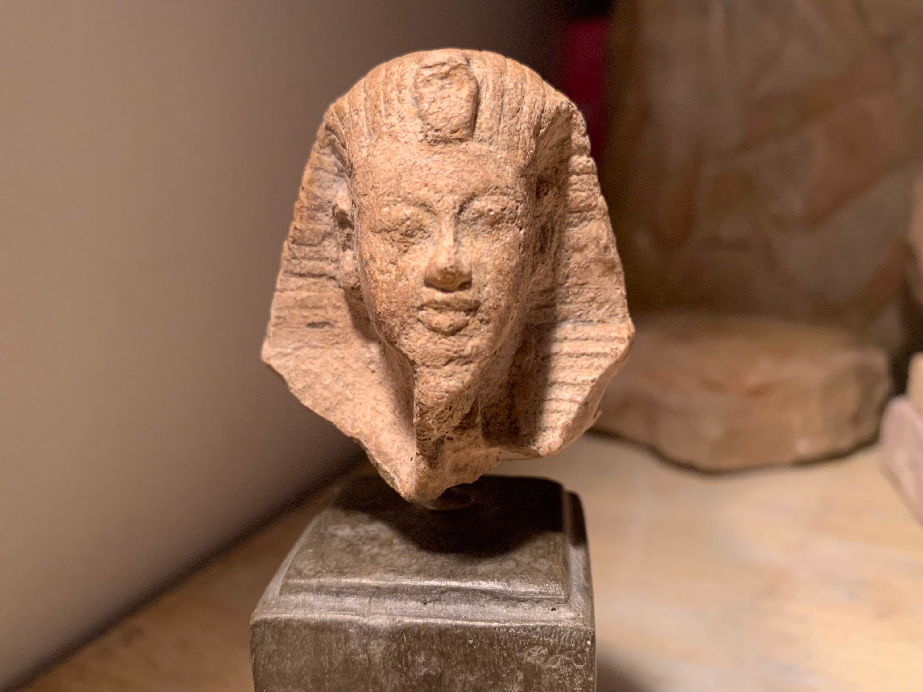 Egyptian statue bust replica fragment of King Tutankhamun 18th dynasty